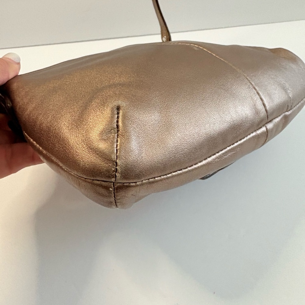 Coach SoHo Crossbody Bag Purse Gold Metallic Flap 45664 EUC - Picture 7 of 17